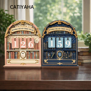 Bộ theo dõi đọc sách CATIYAHA, Bộ theo dõi thử thách đọc sách thân thiện với môi trường thủ công, Chất liệu gỗ sáng tạo Đọc sách năm nay Bộ đếm đọc sách Quà tặng gia đình
