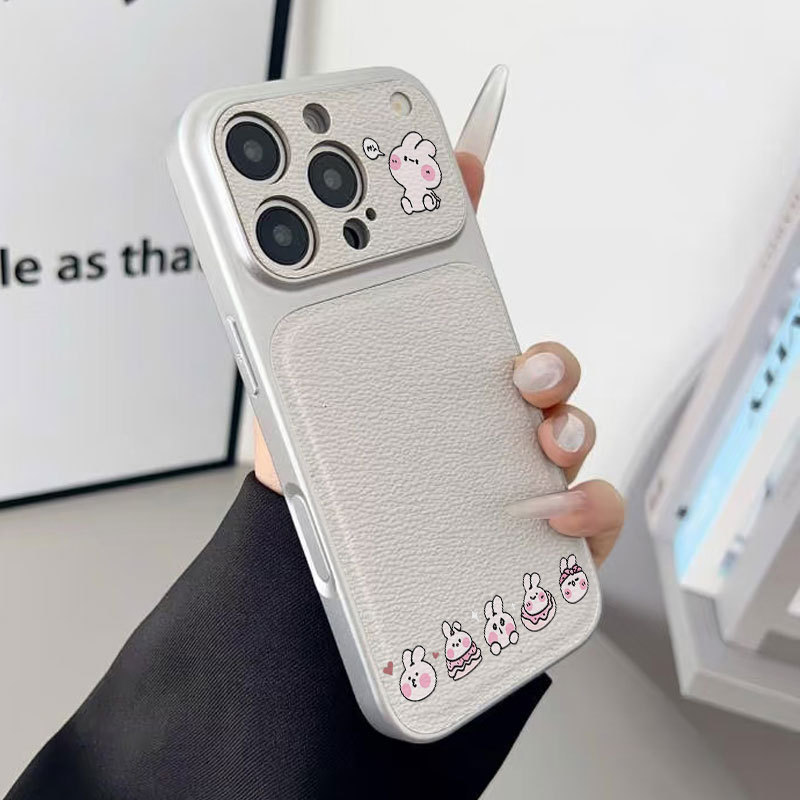 Ốp lưng iPhone Mạ họa tiết da họa tiết thỏ dễ thương iPhone 17 16 15 14 13 12 11 Pro Max Plus Max