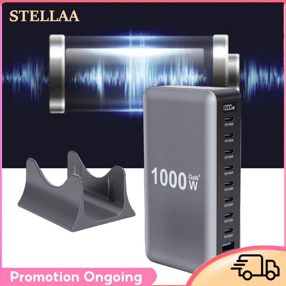 Stellaa Stellaa YUEHISY 1000W GaN III Pro Đế sạc 10 cổng USB C Hub với 140W PD PPS Nhanh cho máy tính xách tay Máy tính bảng Điện thoại thông minh (Phích cắm US