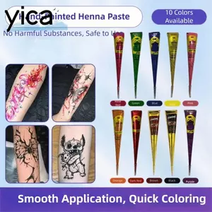 YICA Henna Paste Cone, Kem xăm Henna dễ sử dụng tạm thời, Body Art Black Brown Bán vĩnh viễn Kem Henna Nâu Thiết kế Mehndi