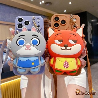 Ốp lưng hình chú thỏ & cáo dễ thương 3D có dây đeo chéo cho OPPO Reno 15 14 Find X8 A6 A5 Pro Max mini 15C 15F F C X8s Plus A5x F31 Reno15 Phim hoạt hình thỏ mềm Ví đựng tiền xu Vỏ cặp đôi