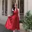Kích thước lớn Phong cách Pháp Tính khí phong cách Hồng Kông Retro chấm bi chấm dây Váy mùa hè có dây mỏng hơn Váy dài eo hẹp dành cho nữ