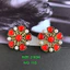 Omara Tinh Tế Đỏ Nhỏ Giọt Men Series Tình Yêu Chấm Bi Màu Phù Hợp Với Hình Học Bạc 925 Bông Tai Kim Bông Tai Bông Tai B95 INOR