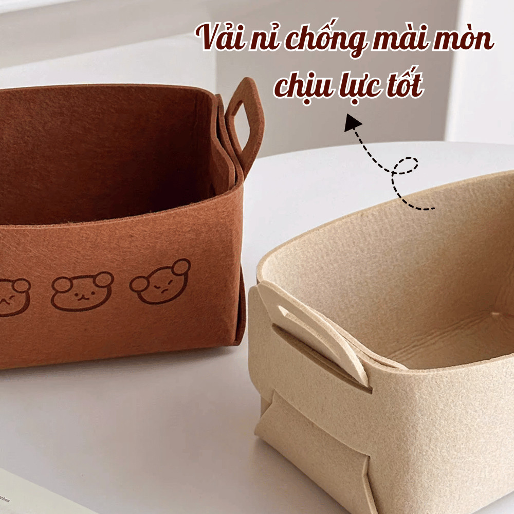 Giỏ Nỉ Đựng Đồ Gấp Gọn Đa Năng Hình Gấu HomeMate, Sọt Vải Đựng Quần Áo, Mỹ Phẩm, Đồ Chơi Decor Phòng Ngủ Dễ Thương