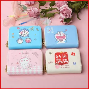Doremon Hoạt Hình Dễ Thương Ngắn Dây Kéo Ví Nhiều Thẻ Túi Chống Từ Tính Thời Trang Cá Tính