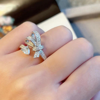 Châu Âu Mỹ ins Phong Cách Mới Nơ Giọt Nước Zircon Nhẫn Nữ
