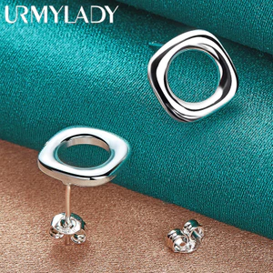URMYLADY Bạc 925 Vuông Bông Tai Dành Cho Nữ Thời Trang Cưới Đính Hôn Dự Tiệc Trang Sức