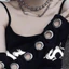 Găng tay ngón PYCOU, Tay áo khiêu vũ đường phố màu đen Gothic, Khóa kim loại Đinh tán phong cách Punk dành cho nữ