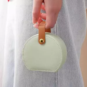 SWEET Di Động Tròn Hộp Trang Sức Mini Pu Da Dành Cho Nhẫn Bông Tai Nelaces n