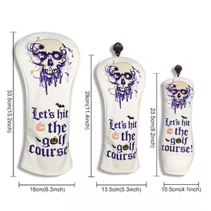 Phong cách mới thêu Skull Golf Club Cover Full Set Head Cover No. 1 Vỏ Gỗ Đầu Bóng Vỏ Bảo Vệ Nắp