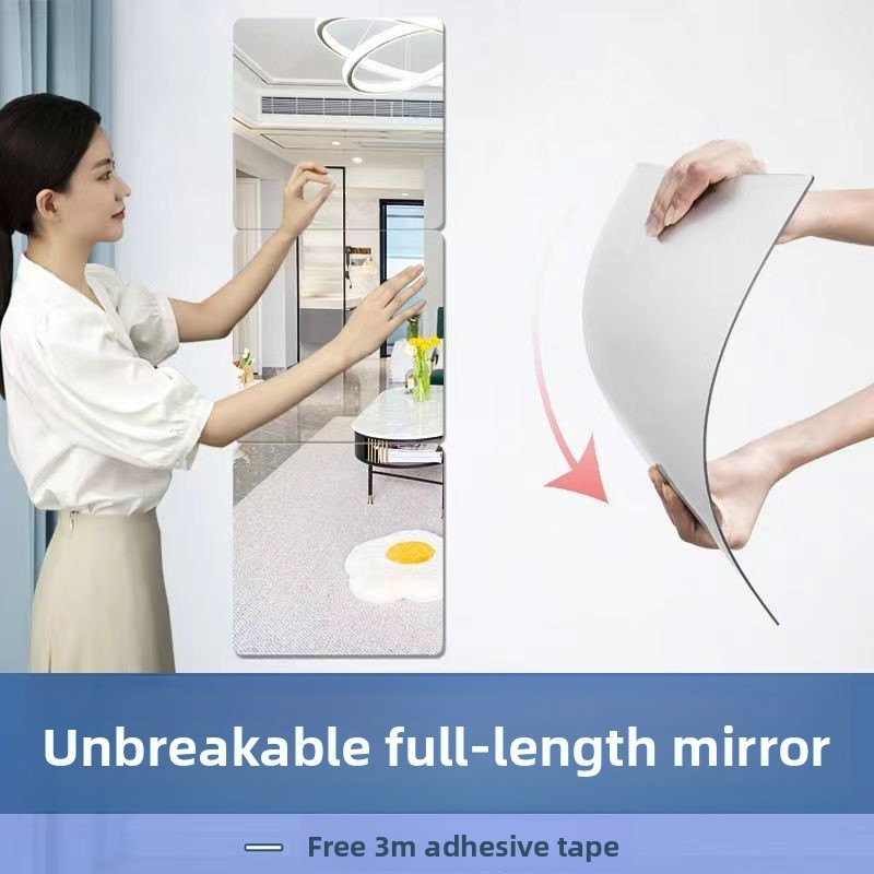 Gương Độ Nét Cao Tự Dính Full-Body Gương Dày Chống Thấm Nước Phòng Tắm Ký Túc Xá Trang Điểm Gương Miếng Dán Không Cần Đục Lỗ Acrylic Gương Mềm