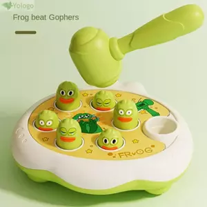 YOLOGO Đồ chơi giáo dục sớm cho trẻ em, Phim hoạt hình có trò chơi gõ búa, Giáo dục 0 1 2 3 tuổi Vịt / Ếch / Lợn Montessori Chuột đất Quà tặng sinh nhật