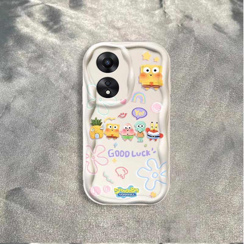 Thích hợp cho OPPO A18 A38 A58 A60 A17 A17K 4G 3D Điện thoại thông minh TPU mềm SpongeBob SquarePants Vỏ điện thoại chống sốc