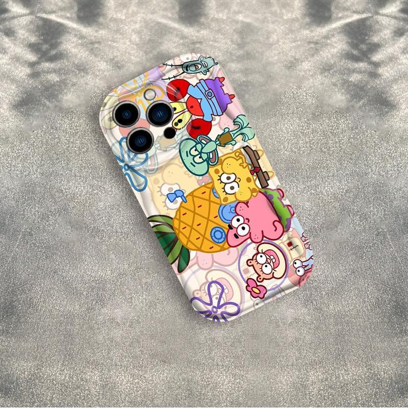 Thích Hợp Cho iPhone 17 16 15 14 13 12 11 Pro Max Plus 17 AIR 3D Wave Mềm TPU SpongeBob SquarePants Vỏ Điện Thoại Chống Sốc