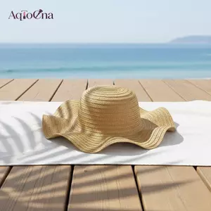 AqToCna Rộng Vành Rơm Mũ Chống Nắng Cho Nữ 2024 Viền Sóng Thiết Kế Thời Trang Hoàn Hảo Cho Đi Biển Kỳ Nghỉ AqToCna