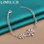 URMYLADY Bạc 925 Đôi Hoa Zircon Vòng Tay Nữ Tiệc Cưới Thời Trang Quyến Rũ Trang Sức