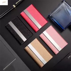 Hộp đựng danh thiếp ZENZON, Hộp đựng thẻ tên khóa từ tính bằng da PU, Túi mỏng thời trang bằng thép không gỉ Hộp đựng ID kim loại Ví đựng đồ dùng văn phòng