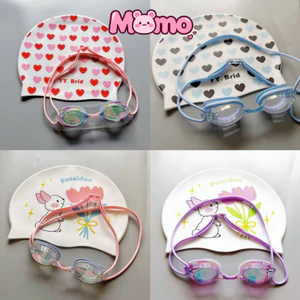 Kính bơi chống nước và chống sương mù Unisex và mũ bơi bằng silicon Bộ hai mảnh dành cho bé trai và bé gái