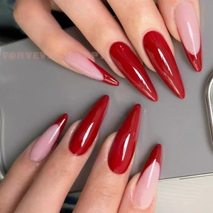 Hồng Đỏ Đầu Nhọn Nhựa Mở Rộng Móng Tay Ngọt Ngào & Quyến Rũ Có Thể Tái Sử Dụng Móng Tay Giả Cho Cô Gái Hot Dress Matching