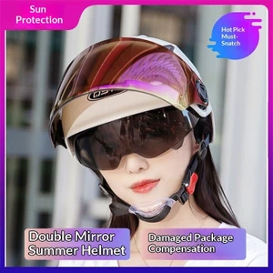 QMP 3C Được Chứng Nhận Phong Cách Mới Mùa Hè Mũ Bảo Hiểm Chống Nắng Tia Cực tím Xe Điện Unisex Bốn Mùa Gương Kép Có Giá Trị Cao