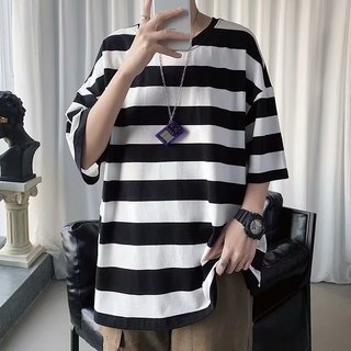 Áo thun nam GKSSS tay ngắn phong cách Hồng Kông sọc retro chất lượng cao phong cách trung tính
