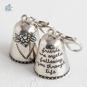 Charm chuông thiên thần bạc - Đồ trang trí may mắn cho ba lô ô tô Trang trí chìa khóa