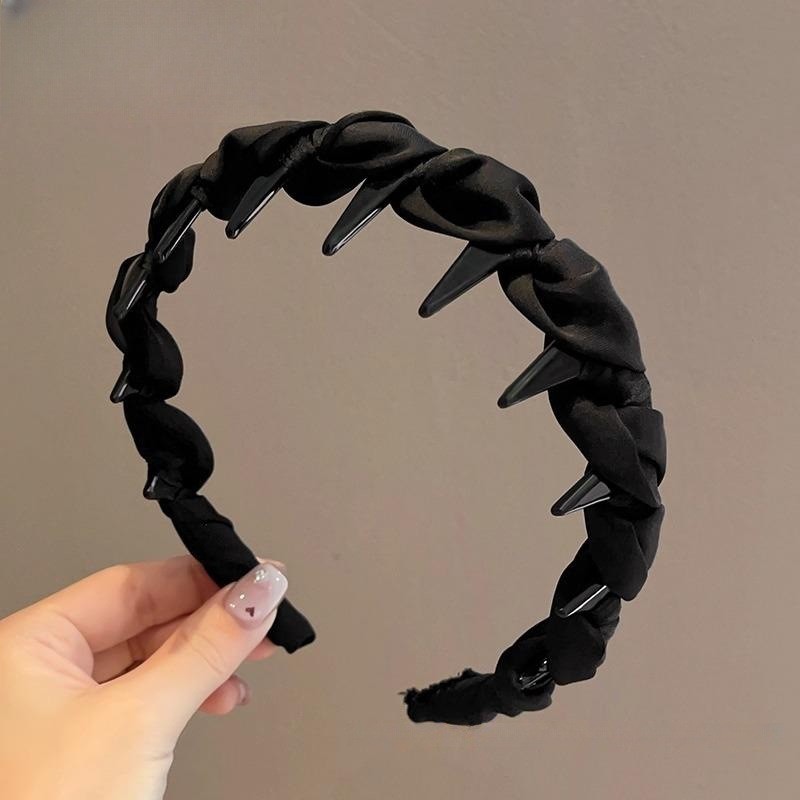 Băng đô lụa satin cao cấp mùa hè có răng nâng trán dùng rửa mặt nữ