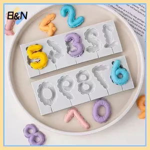 B & N 0 9 Khoang Số Lollipop Khuôn Silicon Cho DIY Fondant Trang Trí Bánh Nonsti Kẹo Tiệc Sô Cô La Ủng Hộ Phụ Kiện.