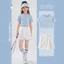 Bộ đồ thể thao khô nhanh cho bé gái Phong cách mới Ice Silk Áo ngắn xếp li Culottes Đồ thể thao chơi gôn