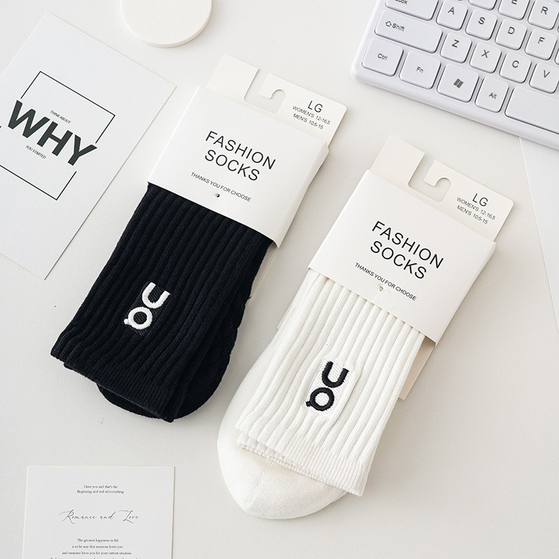 TRÊN Tất thể thao ống dài Cotton nguyên chất thêu Tất tập Yoga thoáng khí và chống trượt