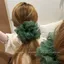 Mori Phong Cách Xanh Đậm Chấm Bi Scrunchy Tóc Vòng Tóc Xanh Gạc Bầu Không Khí Tươi Xanh