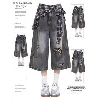 Quần short denim nam ESEA, thương hiệu thời trang đường phố cao cấp của Mỹ, phong cách unisex chất lượng cao