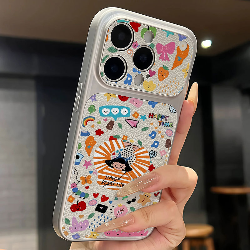 Ốp lưng iPhone Họa tiết da mạ họa tiết cô gái mùa hè iPhone 17 16 15 14 13 12 11 Pro Max Plus Max