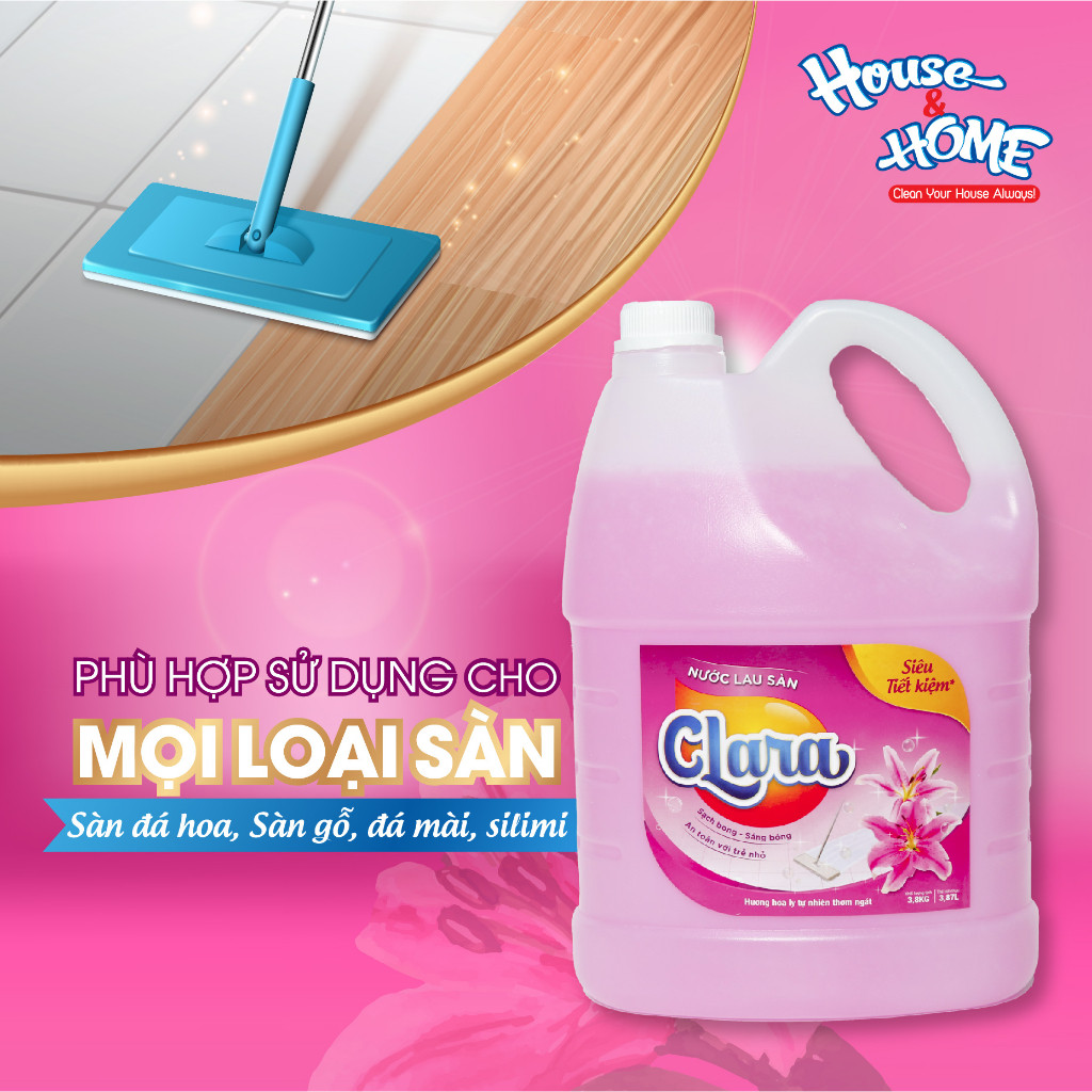 Nước Lau Sàn 𝐂𝐥𝐚𝐫𝐚 Hương Hoa Ly Can 3.8Kg NLSHL02, Nước Lau Nhà Thơm Mát Tự Nhiên, Diệt Khuẩn, Sạch Bóng Hàng Chính Hãng