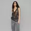 Pure Desire Style Ren khâu chấm bi Satin Sling Nữ Deep V Slim-fit Slimmer Look Siêu gợi cảm Hot Girl Áo không tay