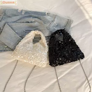 Túi dạ hội OUSXA, Túi đeo chéo quyến rũ tỏa sáng, Túi đeo vai nữ màu trơn thiết kế Sequins
