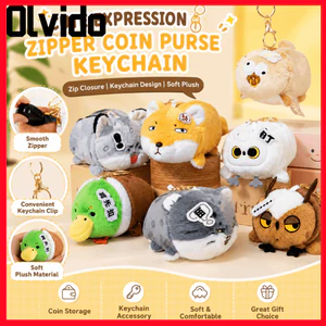 Mặt dây chuyền móc khóa OLVIDO, Tai nghe nhiều màu động vật hoạt hình, Phong cách Kawaii Mặt dây chuyền lông mềm mại Cú Túi đựng tiền xu cá sấu cho trẻ em