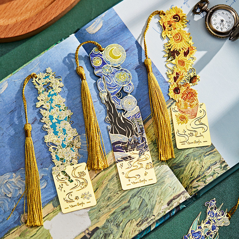 Retro Van Gogh Tranh Sơn Dầu Kim Loại Đánh Dấu Trang Giá Trị Cao Rỗng Cổ Điển Văn Hóa Sáng Tạo Lưu Niệm Sinh Viên Phần Thưởng Tốt Nghiệp Quà Tặng