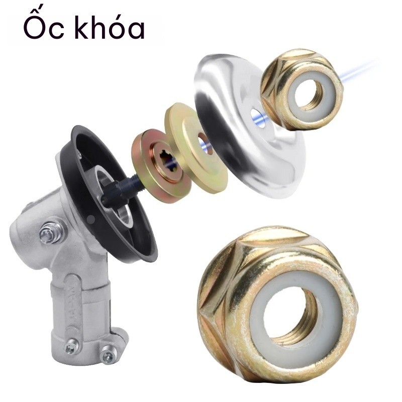 bộ 4 chi tiết đầu chuyển máy cắt cỏ đa năng 4 trong 1, bộ đai ốc cố định lưỡi cắt cho máy cắt cỏ