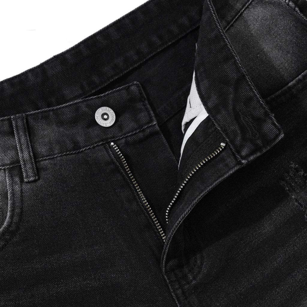 Quần Short Jean Nam DIN - Quần Bò Đen Basic Thoải Mái, Không Phai Màu Dễ Phối Đồ, Phong Cách Bụi Street Wall JD889