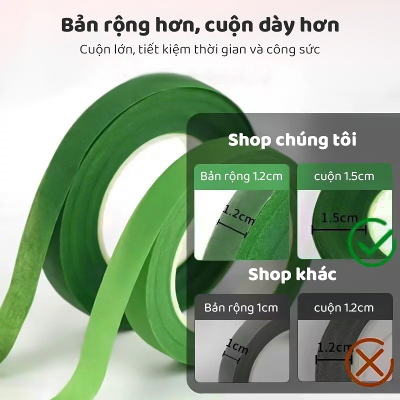 Băng Keo Sáp Quấn Cành Hoa Handmade – Băng Dính Làm Hoa Len, Hoa Kẽm Nhung DIY Màu Xanh Đậm Cao Cấp