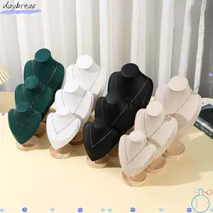 Giá để đồ trang sức DAYBREAK, Giá trưng bày vòng cổ, Giá trưng bày cổ bằng gỗ da lộn Vòng cổ đạo cụ