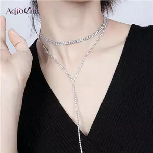 AqToCna Thời Trang sel Lấp Lánh Kim Cương Nelace Cho Bé Gái Ne Xương Đòn Dây Xích Dành Cho Nữ Kim Cương Giả Phụ Kiện Quà Tặng AqToCna