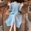 Vải Lanh Cotton Văn Học Phong Cách Trung Hoa Phong Cách Trung Hoa Công Nghiệp Nặng Thêu Cổ Chữ V Giữa Tay Đầm Tính Khí Retro Váy Nữ 5.26