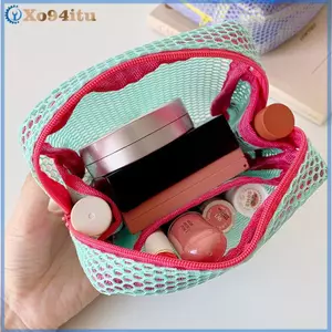 Túi đựng mỹ phẩm lưới vuông XOITU, Túi đựng mỹ phẩm vuông di động có dây kéo, Túi đựng đồ lặt vặt đa năng VN