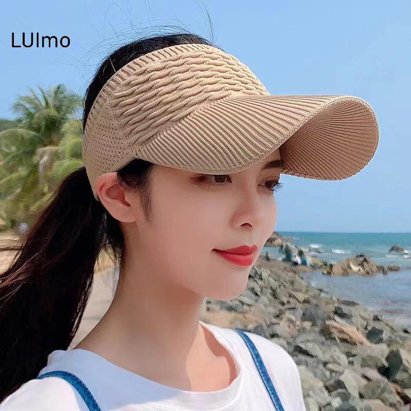LUImo Mùa Hè Chống Tia UV Mũ Chống Nắng Nữ Rỗng Mũ Du Lịch Bãi Biển Thể Thao Ngoài Trời Tấm Che Mũ Dệt Kim Mũ Bóng Chày SBS