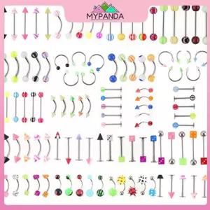MYPANDA 105 Chiếc Bán Buôn Số Lượng Lớn Rất Nhiều Cơ Thể Xuyên Lông Mày Trang Sức Bụng Lưỡi Thanh Nhẫn.