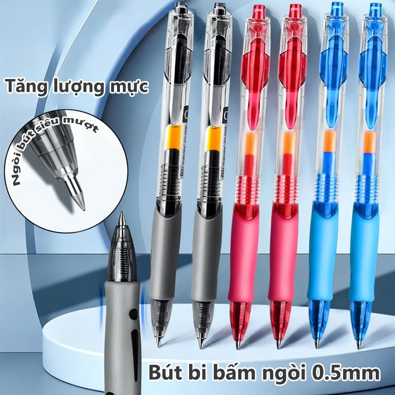 Bút Gel, Đen, Xanh 0.5mm, Bấm, Học Sinh Đỏ Bút Bi, Đẹp Mắt, Hot, Nhỏ Gọn, Mới Nhất, Bền Đẹp, Bán Chạy