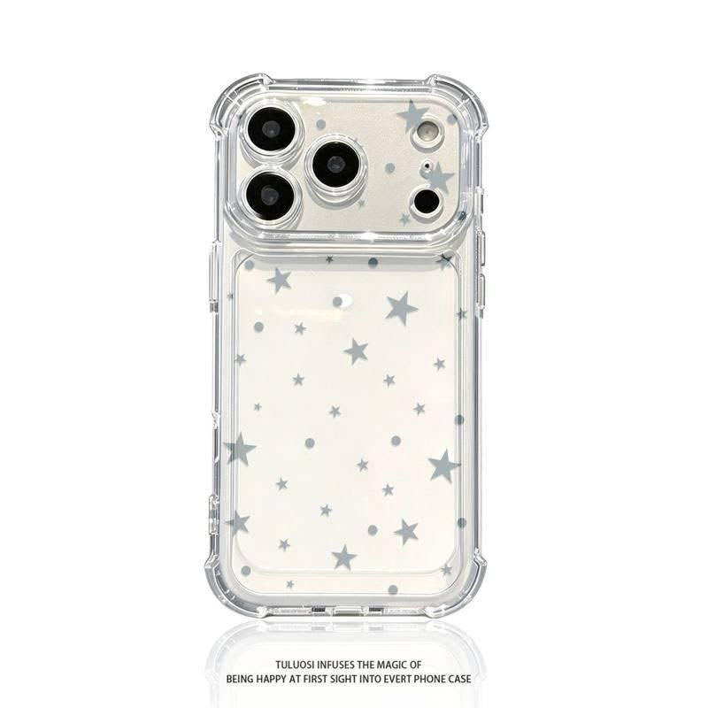 Ốp lưng in sao xám‑xanh thanh lịch chống sốc 4 góc dành cho iPhone 17/16/15/14 Pro Max