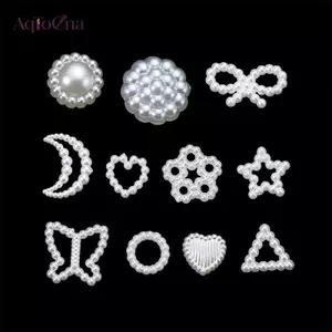 AqToCna 100 Cái / lốc Giả Ngọc Trai Hạt Hoa Trái Tim Ngôi Sao Mặt Trăng Miếng Đệm Hạt Trang Sức Làm Vòng Tay Quyến Rũ Bông Tai AqToCna